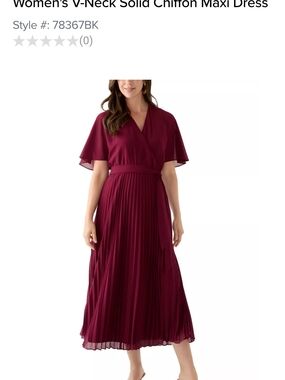 Sandra Darren V-Neck Solid Chiffon Maxi Dress - Burgundy Size 6